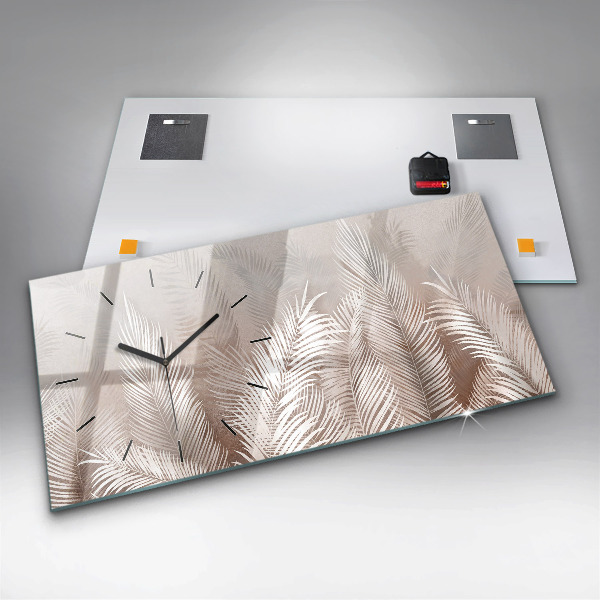 Horizontal wall clock Tropical leaves