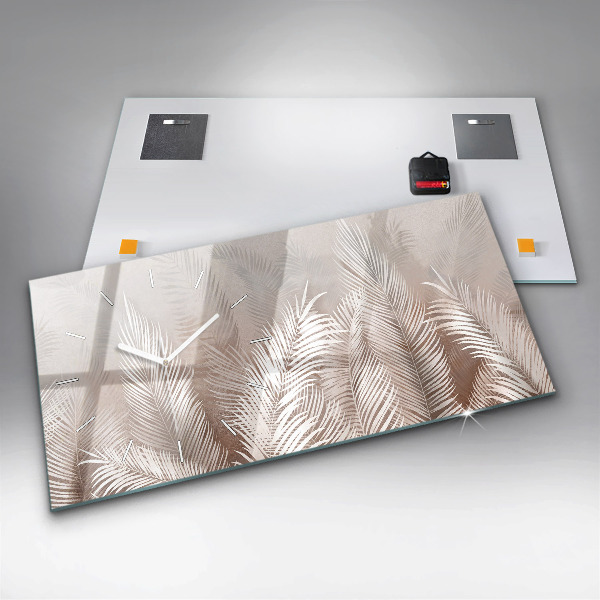 Horizontal wall clock Tropical leaves
