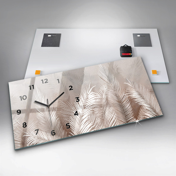 Horizontal wall clock Tropical leaves