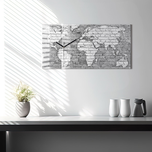 Horizontal wall clock World map on the wall