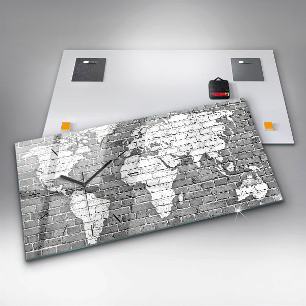 Horizontal wall clock World map on the wall