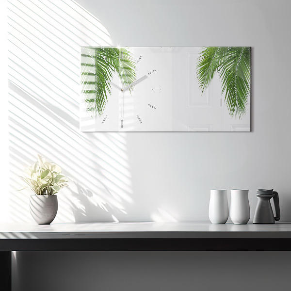 Horizontal wall clock Palm leaves nature