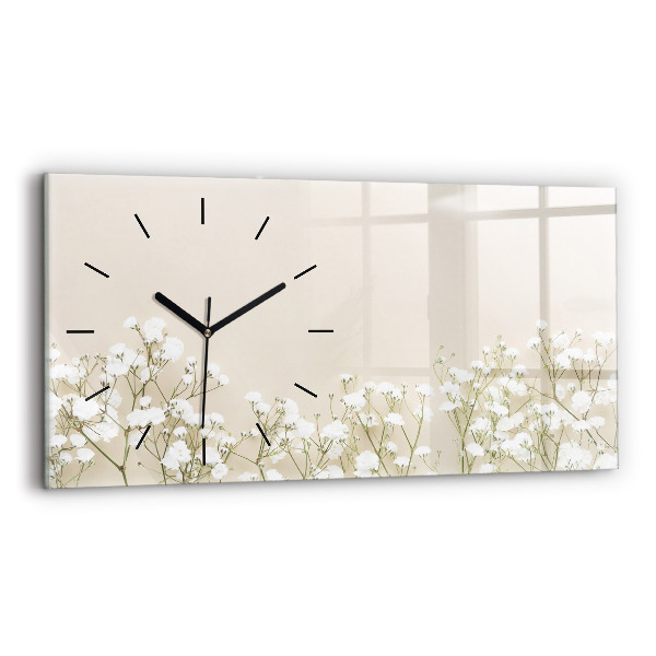 Horizontal wall clock Blooming flowers