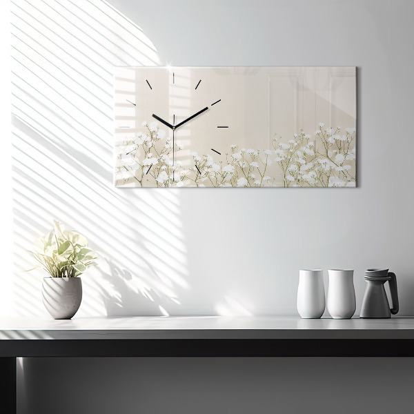 Horizontal wall clock Blooming flowers