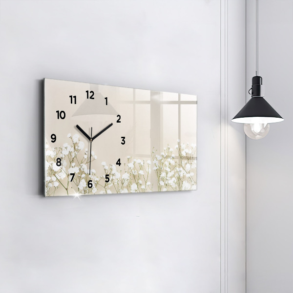 Horizontal wall clock Blooming flowers
