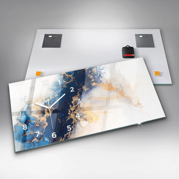 Horizontal wall clock Marble pattern