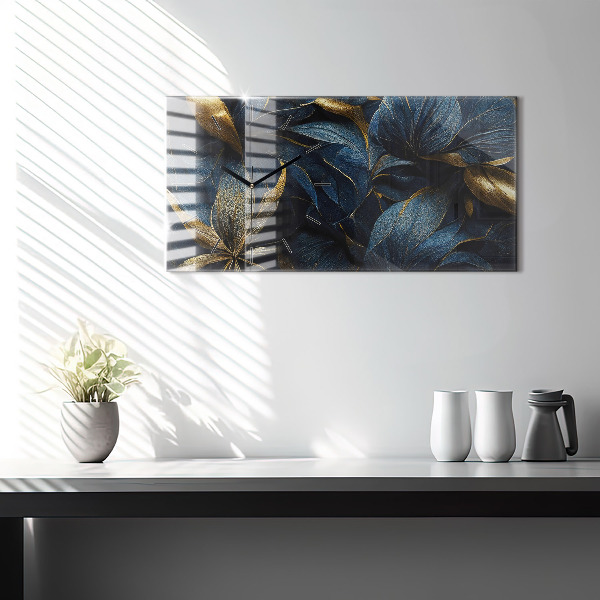 Horizontal wall clock Decorative flowers