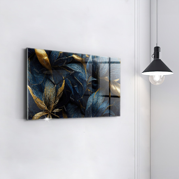 Horizontal wall clock Decorative flowers