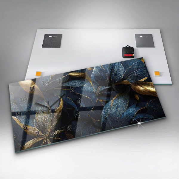 Horizontal wall clock Decorative flowers