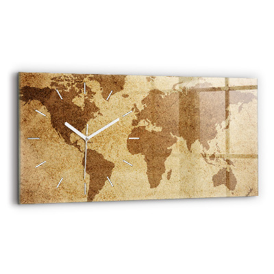 Horizontal wall clock Vintage world map