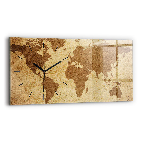 Horizontal wall clock Vintage world map
