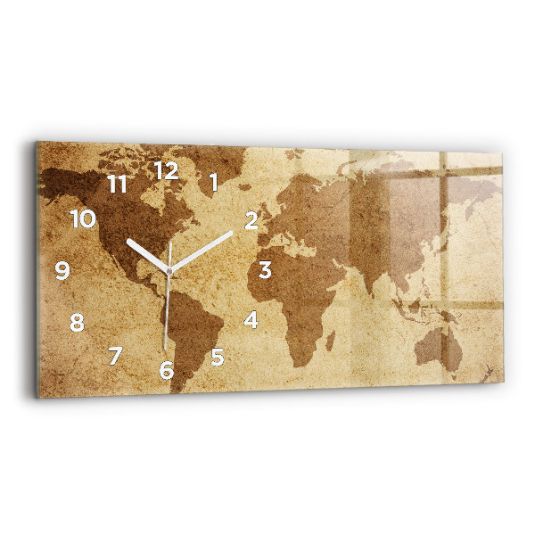 Horizontal wall clock Vintage world map