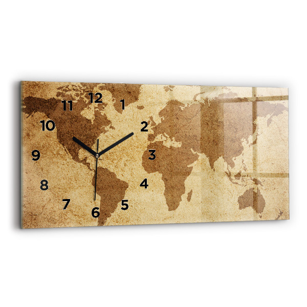 Horizontal wall clock Vintage world map
