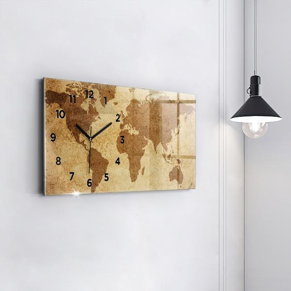 Horizontal wall clock Vintage world map
