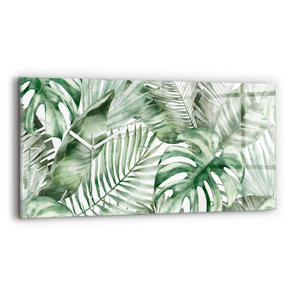 Horizontal wall clock Plant leaves
