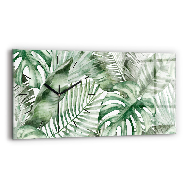Horizontal wall clock Plant leaves