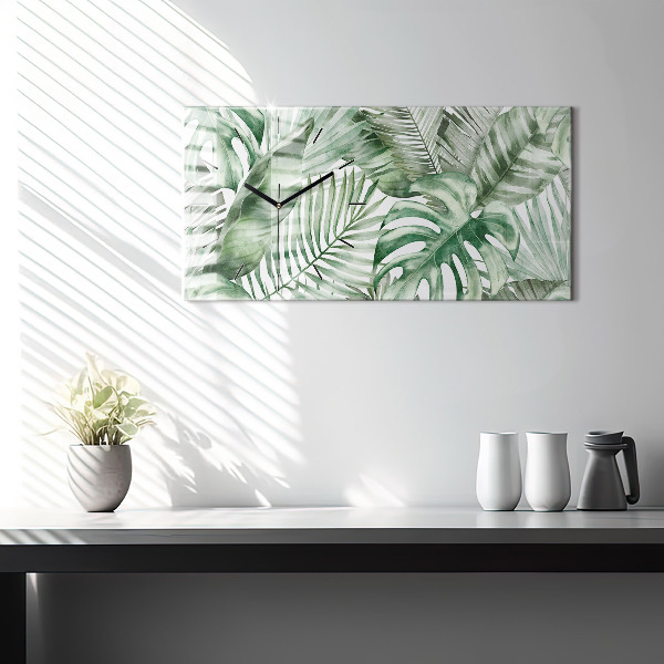 Horizontal wall clock Plant leaves