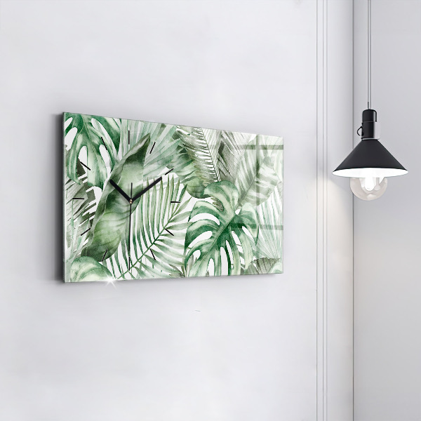 Horizontal wall clock Plant leaves