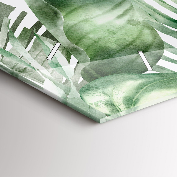 Horizontal wall clock Plant leaves