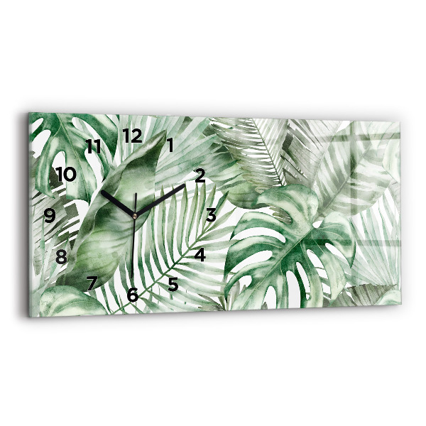 Horizontal wall clock Plant leaves