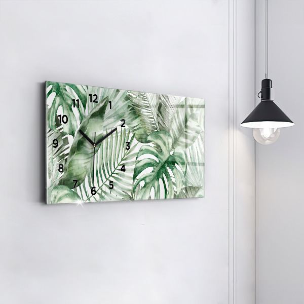 Horizontal wall clock Plant leaves