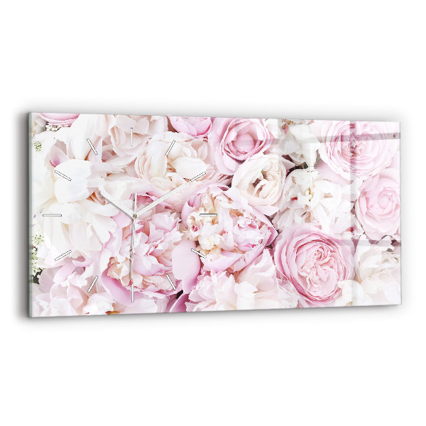 Horizontal wall clock Decorative flowers