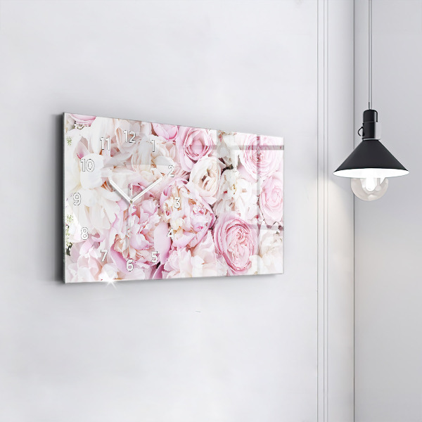 Horizontal wall clock Decorative flowers
