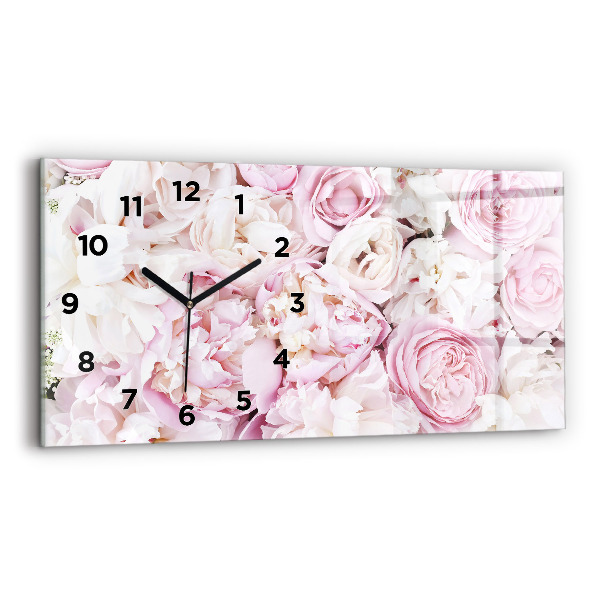 Horizontal wall clock Decorative flowers