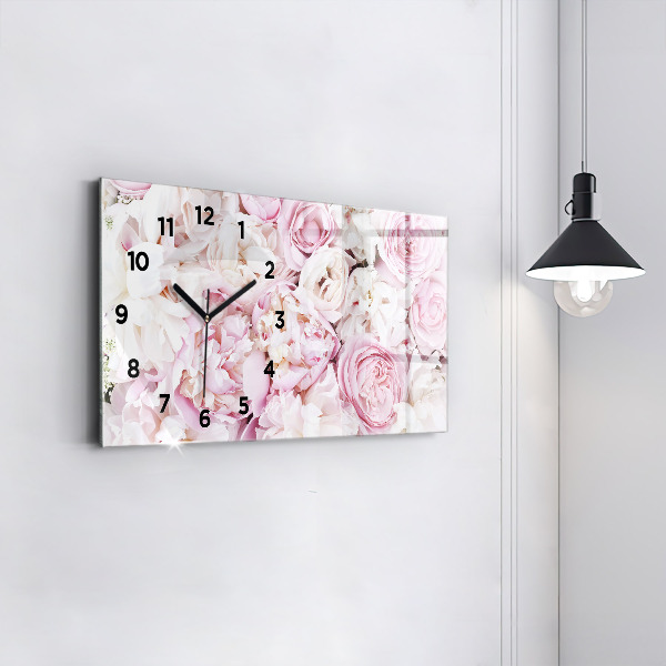 Horizontal wall clock Decorative flowers