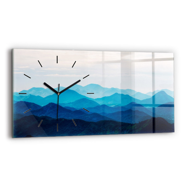Horizontal wall clock Watercolor mountains