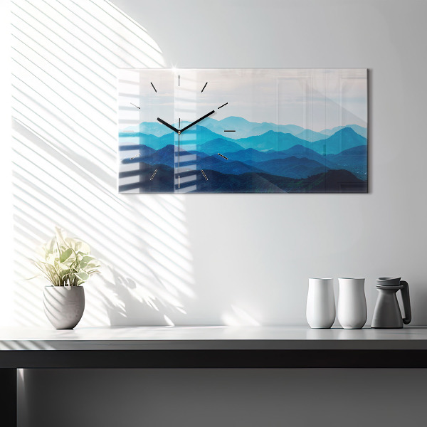 Horizontal wall clock Watercolor mountains