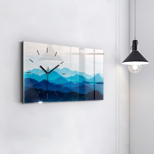 Horizontal wall clock Watercolor mountains