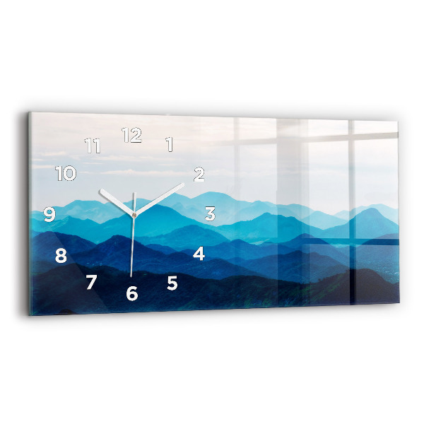 Horizontal wall clock Watercolor mountains