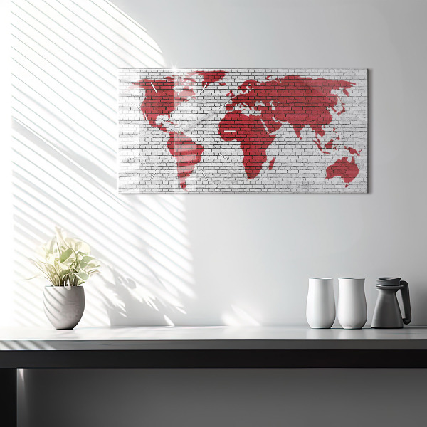 Horizontal wall clock Brick Wall World Map