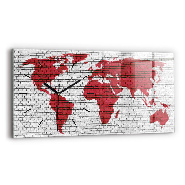 Horizontal wall clock Brick Wall World Map