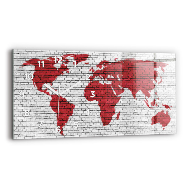 Horizontal wall clock Brick Wall World Map