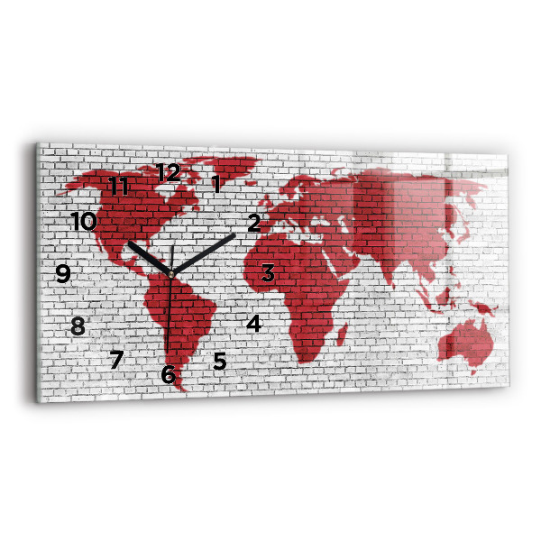 Horizontal wall clock Brick Wall World Map