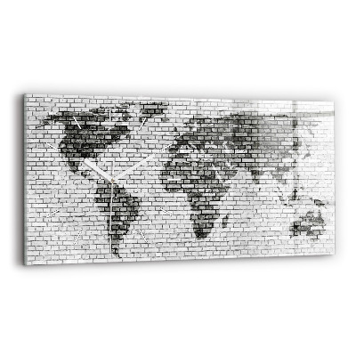Horizontal wall clock Brick Wall World Map