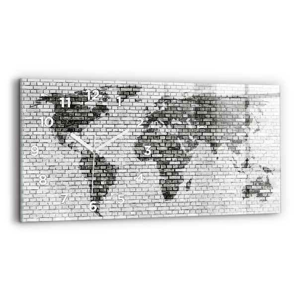 Horizontal wall clock Brick Wall World Map