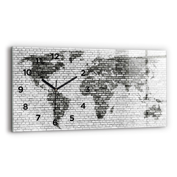 Horizontal wall clock Brick Wall World Map