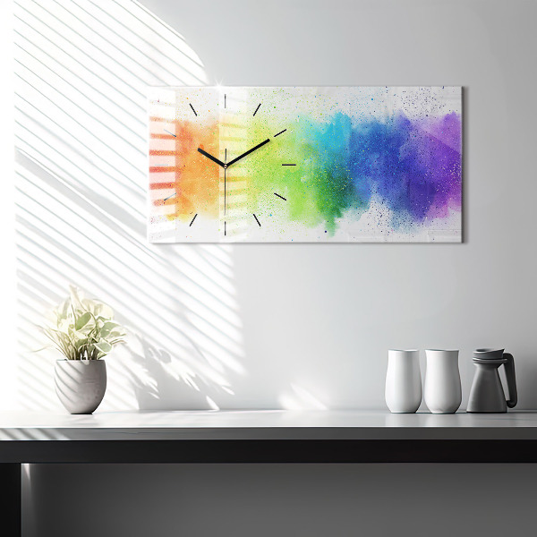 Horizontal wall clock Abstract rainbow