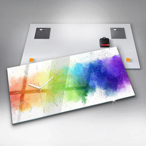 Horizontal wall clock Abstract rainbow