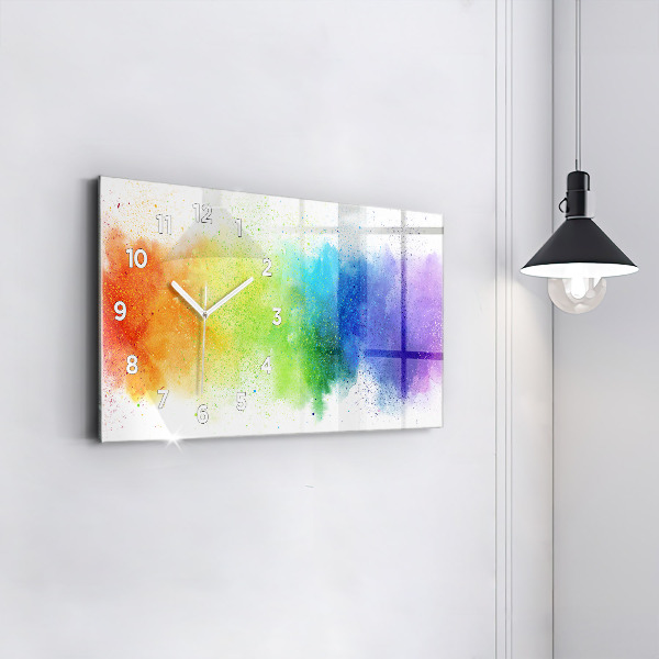 Horizontal wall clock Abstract rainbow