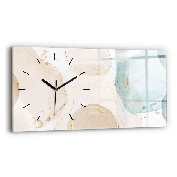 Horizontal wall clock Watercolor stains