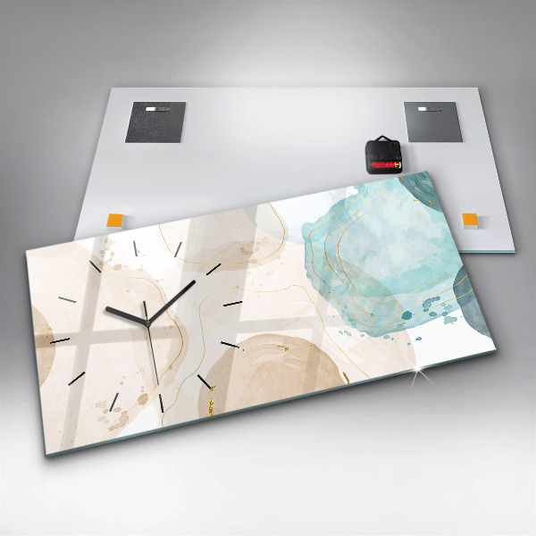 Horizontal wall clock Watercolor stains