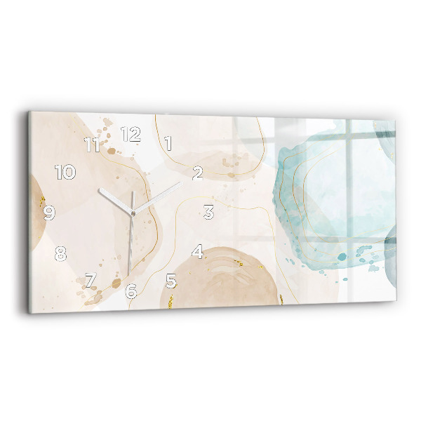 Horizontal wall clock Watercolor stains