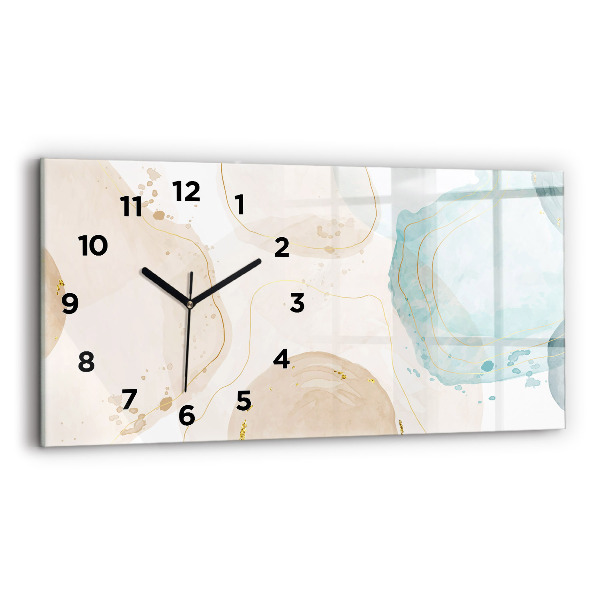 Horizontal wall clock Watercolor stains