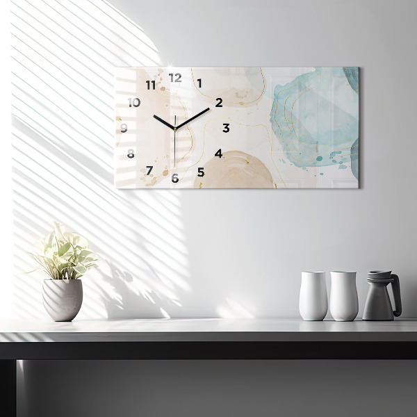 Horizontal wall clock Watercolor stains