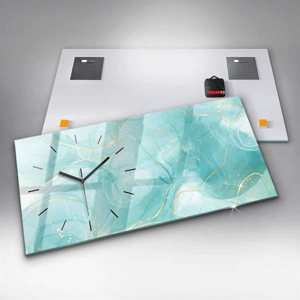 Horizontal wall clock Abstract marble