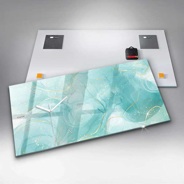 Horizontal wall clock Abstract marble